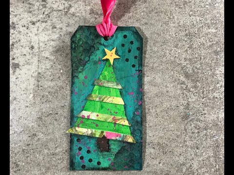 Christmas Tree Mixed-Media Gift Tag